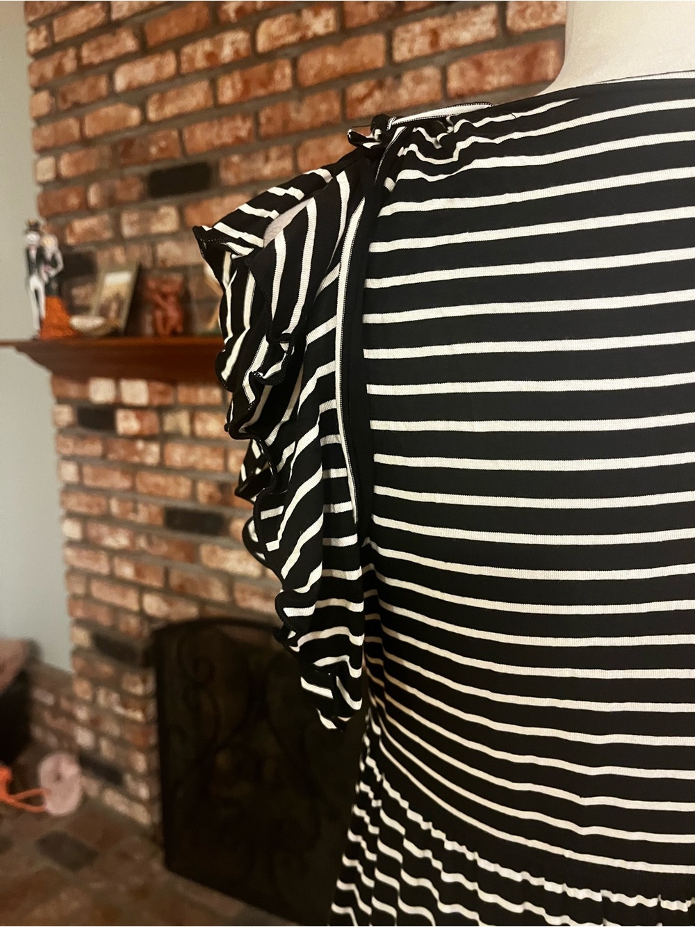 Max Studio Black & White Striped Tiered Midi Dress - Picture 5 of 7